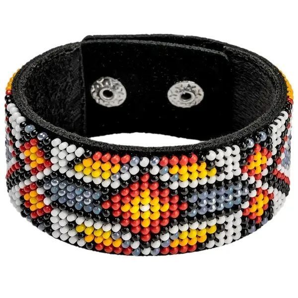 FLBB-010 Bead Embroidery Bracelet Kit on Black Eco Leather, 3x22 cm