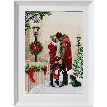 НИК-1407 Winter Kiss (29*39 cm), bead embroidery kit of a picture with a couple in love