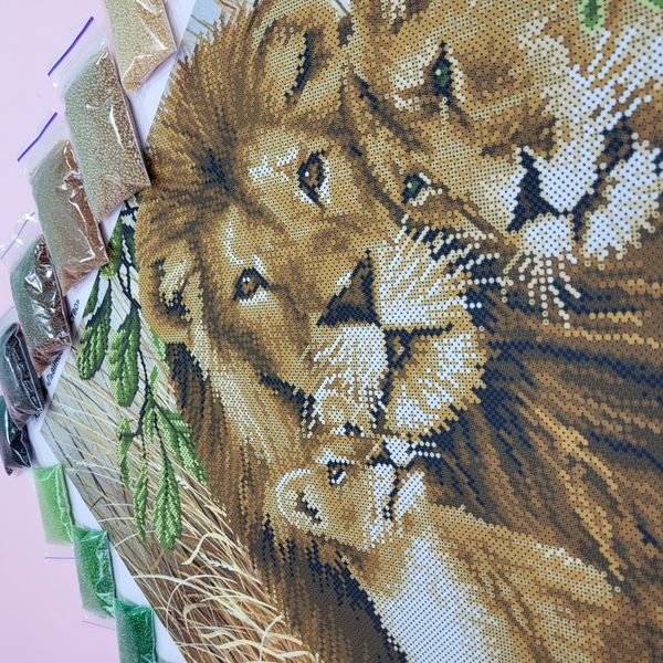 А2-К-496 Сімейство левів, набір для вишивання бісером картини А2-К-496 фото