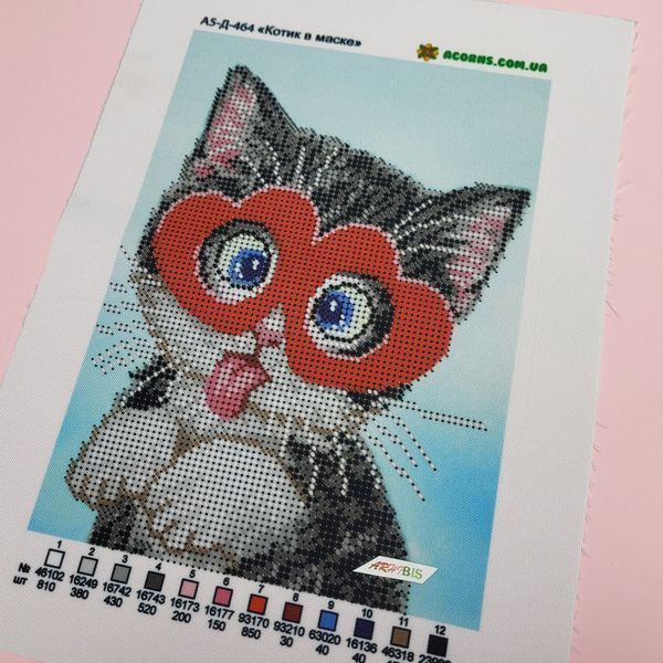 А5-Д-464 Cat in a Mask (14,8*21 cm), bead embroidery kit of the picture