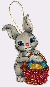 F055 Little Easter bunny (12*7 cm), bead embroidery kit of the toy