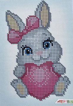 А6-Д-061 Bunny with a Heart (10,5*15 cm), bead embroidery picture kit