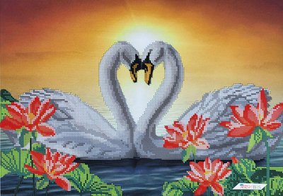 363 Любовь в верности, набор для вышивки бисером картины с лебедями 363 фото