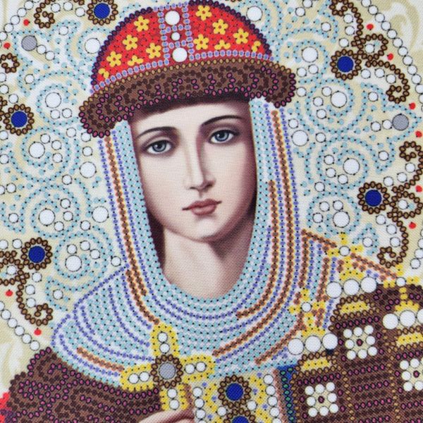 ЖЛ-4723 Святая Ольга в жемчуге и кристаллах, набор для вышивки бисером иконы ЖЛ-4723 фото