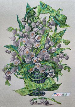 ТМ-162 Basket of Lilies of the Valley (17*24 cm), bead embroidery pattern of the picture
