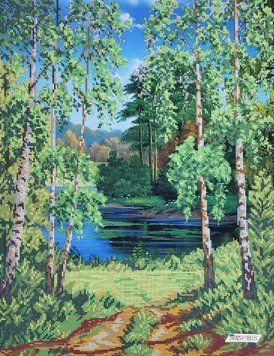824 Birches (53*41 cm), bead embroidery kit of the picture