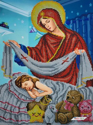 А3Р_298 Божья Матерь Покрова возле ребенка, набор для вышивки бисером иконы А3Р_298 фото