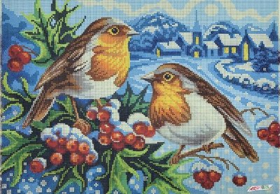 1566 Зимние птички, набор для вышивки бисером картины 1566 фото