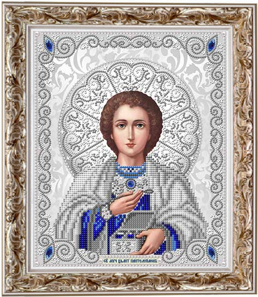 ЖС-4016 Святой Пантелеймон Целитель в жемчуге, набор для вышивки бисером иконы ЖС-4016 фото