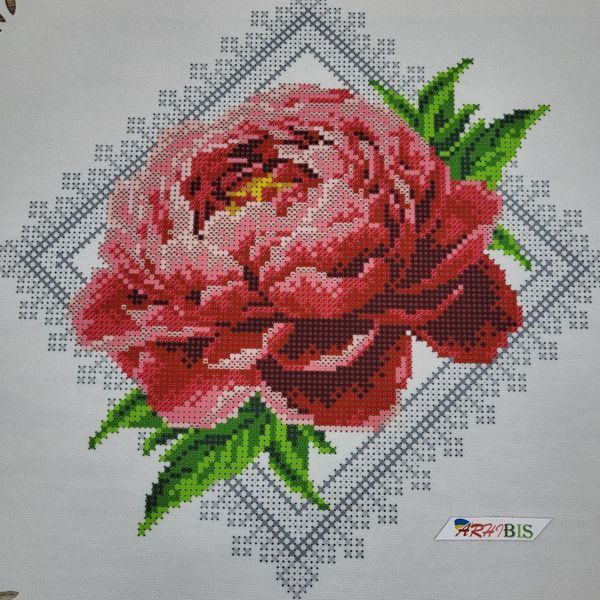 3535008 Красный пион (35*35 см), набор для вышивания бисером салфетки 3535008 фото