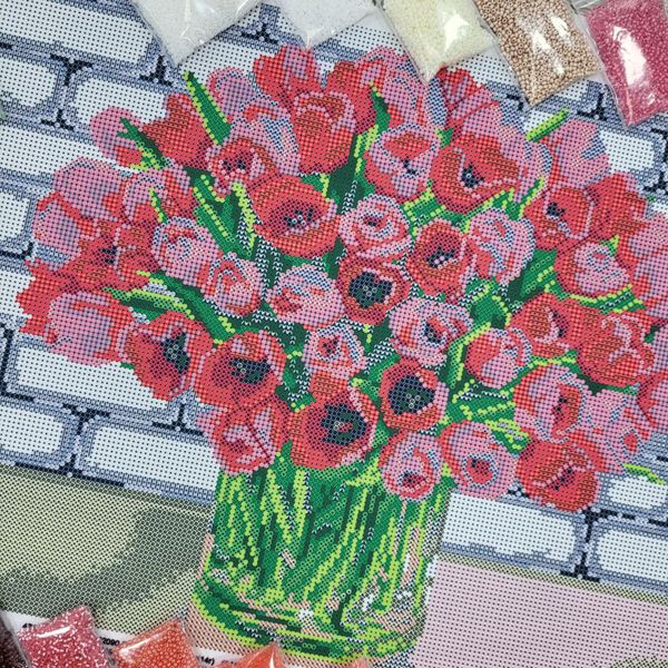 НИК-1420 Червоні тюльпани, набір для вишивання бісером картини НИК-1420 фото