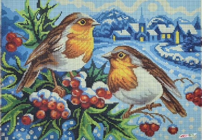 1566 Зимові пташки, набір для вишивання бісером картини 1566 фото