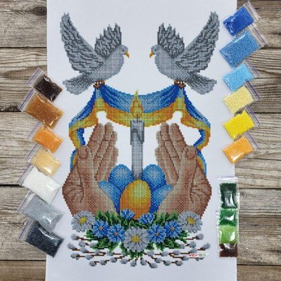 РКВ_073 Великодній рушник з українською символікою набір для вишивання бісером РКВ_073 фото