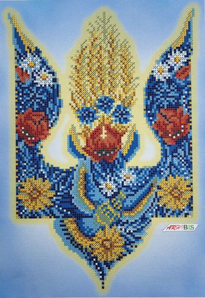 А4-К-1243 Квітучий герб України, схема для вишивання бісером картини схема-ак-А4-К-1243 фото