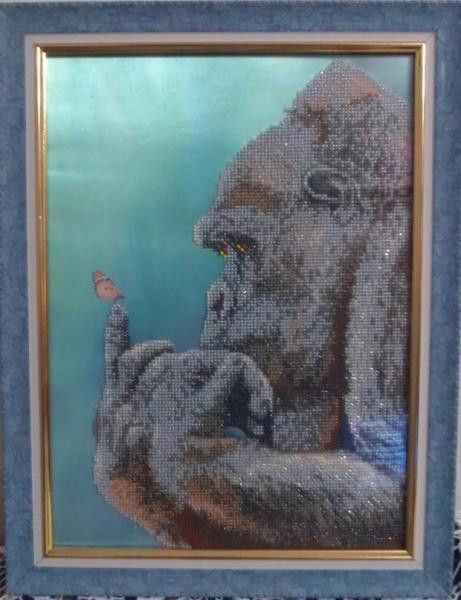 ТА-096 The Thinker (24*33 cm), bead embroidery picture kit with a monkey