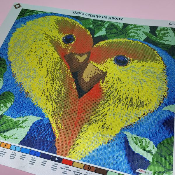 СЛ-2025 Одно сердце на двоих, набор для вышивки бисером картины с попугаями СЛ-2025 фото