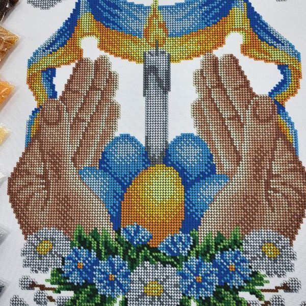 РКВ_073 Великодній рушник з українською символікою (33*51 см), набір для вишивання бісером РКВ_073 фото