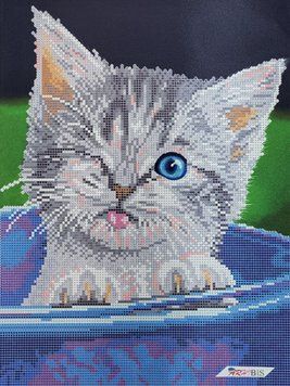 ТА-264 Mischief-maker in a Bucket (24*32 cm), bead embroidery kit of a picture with a cat