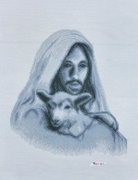 ТО147 Jesus with a Lamb (black and white) (35*45 cm), bead embroidery kit of the icon
