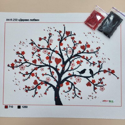 А4-К-250 Дерево любви, набор для вышивки бисером картины АК 1018 фото