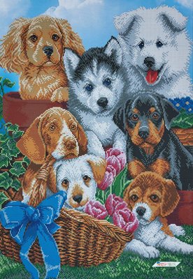 А2-К-1145 Весенние щенки, набор для вышивки бисером картины А2-К-1145 фото