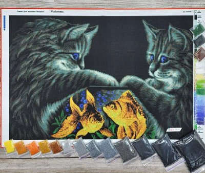 ОСП-64 Рыболовы, набор для вышивки бисером картины с котами ОСП-64 фото