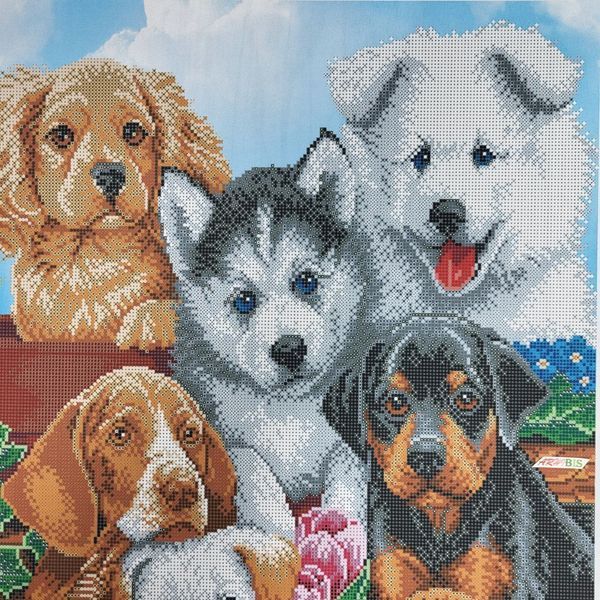 А2-К-1145 Spring Puppies (42*59,5 cm), bead embroidery kit of the picture