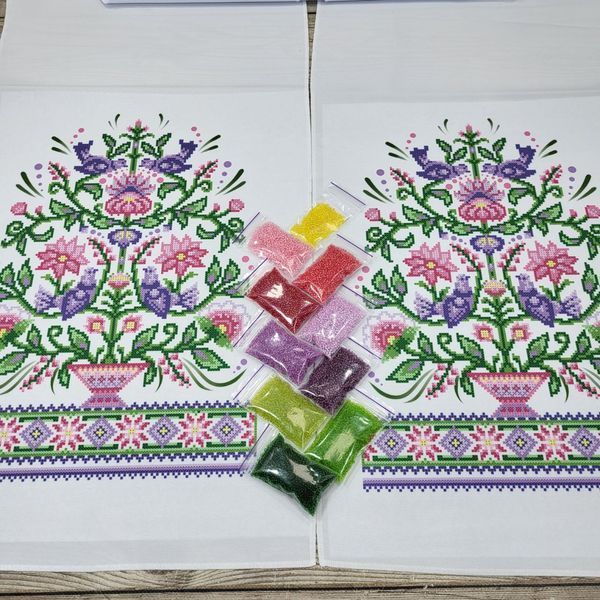 РВВ_057 Large Wedding Towel 190*35 cm with the Tree of Life, bead embroidery kit