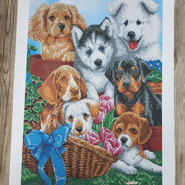 А2-К-1145 Spring Puppies (42*59,5 cm), bead embroidery kit of the picture