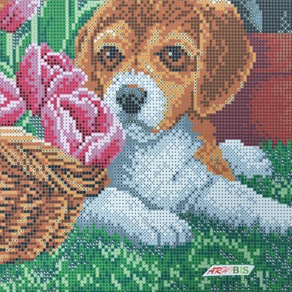 А2-К-1145 Spring Puppies (42*59,5 cm), bead embroidery kit of the picture