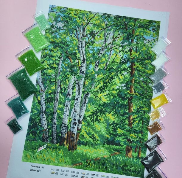 821 Утренний лес, набор для вышивки бисером картины 821 фото