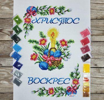 9029 Easter towel (53*37 cm), bead embroidery kit