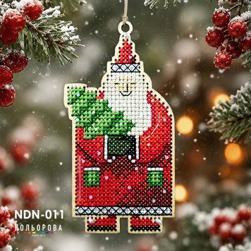 NDN-011 Дарувальник дива, набір для вишивки новорічної іграшки NDN-011 фото