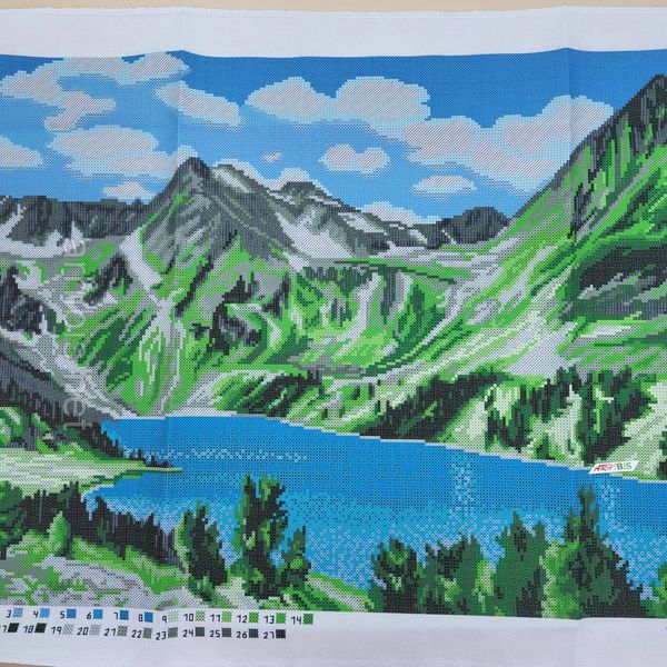 ТП019 Озеро в серці гір, набір для вишивання бісером картини ТП019 фото