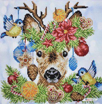 3030603 New Year Deer (30*30 cm), bead embroidery picture kit
