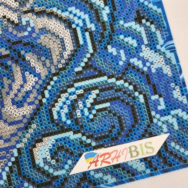 А3Н_565 Sapphire Wolves (36,5*27 cm), bead embroidery kit of the picture with a pair of wolves